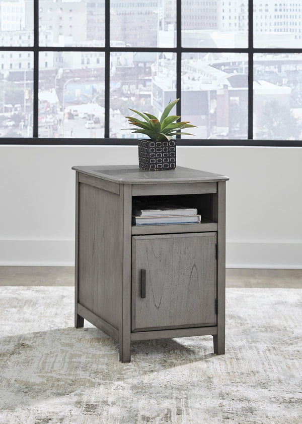 Bom Gray Side End Table USB Ports Power Outlet