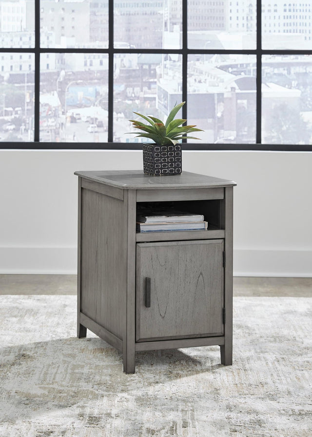 Bom Gray Side End Table USB Ports Power Outlet