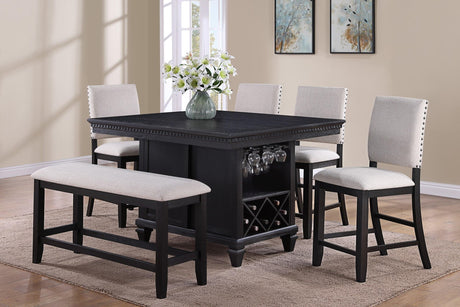 Regent Charcoal/White Solid Wood Fabric Upholstered Counter Height Dining Room Set - Ella Furniture