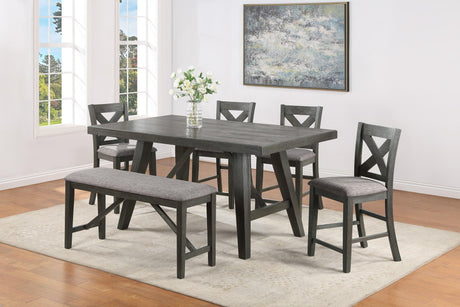 Rufus Gray Wood Fabric Seat Rectangular Counter Height Dining Room Set - Ella Furniture