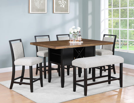 Dary Brown/White Solid Wood And Veneers Fabric Upholstered Counter Height Dining Room Set - Ella Furniture