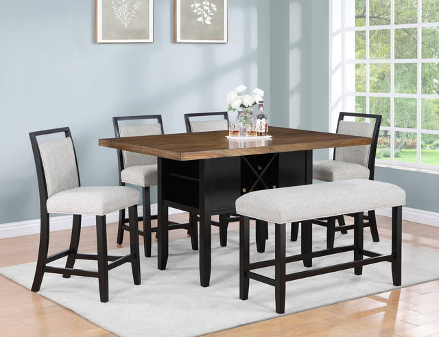 Dary Brown/White Solid Wood And Veneers Fabric Upholstered Counter Height Dining Room Set - Ella Furniture