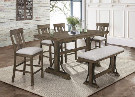 Quincy Grayish Brown Modern Wood Counter Height Dining Room Set - Ella Furniture