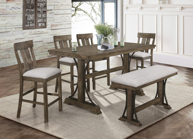 Quincy Grayish Brown Modern Wood Counter Height Dining Room Set - Ella Furniture