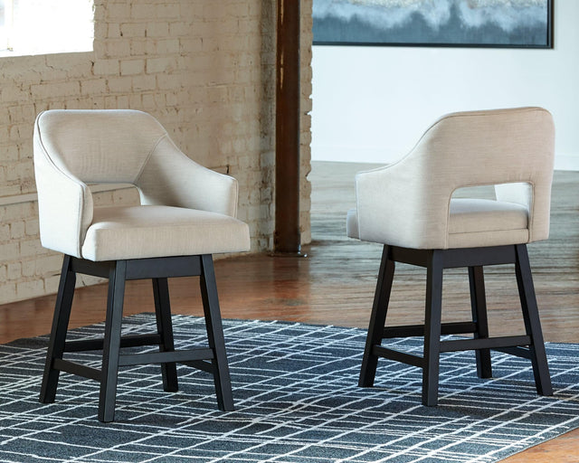 Tallenger Linen/brown Counter Height Bar Stool - Ella Furniture