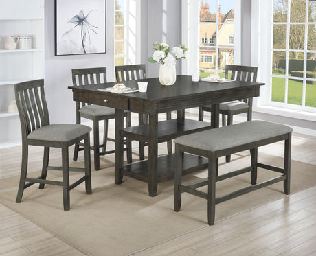 Nina Gray Counter Modern Traditional Wood Rectangular Height Set - Ella Furniture