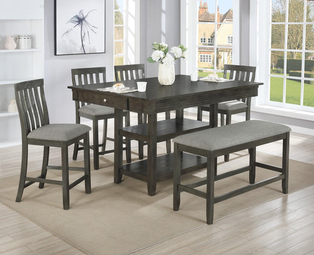 Nina Gray Counter Modern Traditional Wood Rectangular Height Set - Ella Furniture