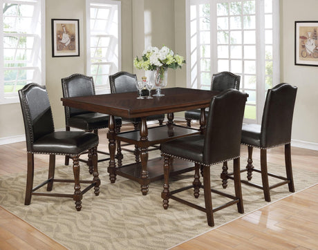 Langley Espresso Classic And Modern Wood Rectangular Counter Extendable Height Set - Ella Furniture