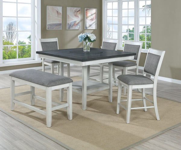 Fulton Chalk-White Modern Traditional Wood Square Counter Height Dining Room Set - Ella Furniture