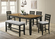 Bardstown Wheat Charcoal Modern Solid Wood Fabric Tufted Counter Height Dining Room Set - Ella Furniture