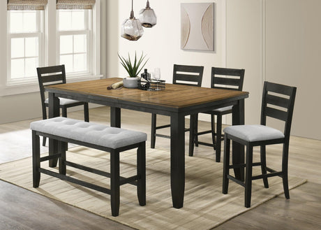 Bardstown Wheat Charcoal Modern Solid Wood Fabric Tufted Counter Height Dining Room Set - Ella Furniture