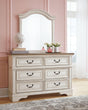 Realyn Chipped White Dresser And Mirror - Ella Furniture