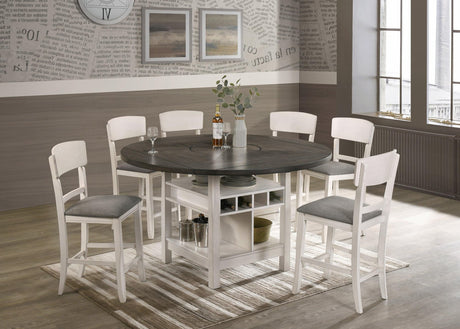 Conner Chalk-Gray Modern Wood Oval Counter Height Dining Room Set - Ella Furniture