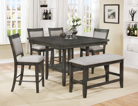 Fulton Gray Modern Traditional Wood Square Counter Height Dining Room Set - Ella Furniture