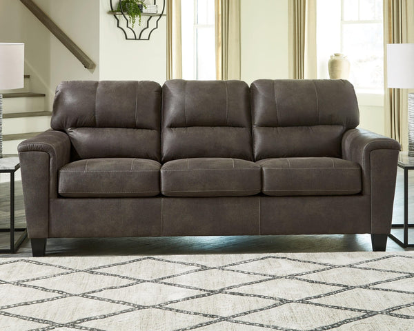 Navi Smoke Faux Leather Sofa - Ella Furniture