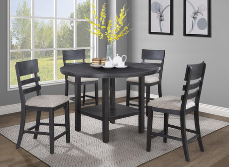 Guthrie Gray Modern Solid Wood And Veneers Counter Height Dining Room Set - Ella Furniture
