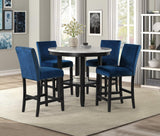Lennon White Solid Wood Marble Top Round Counter Height Dining Room Set - Ella Furniture