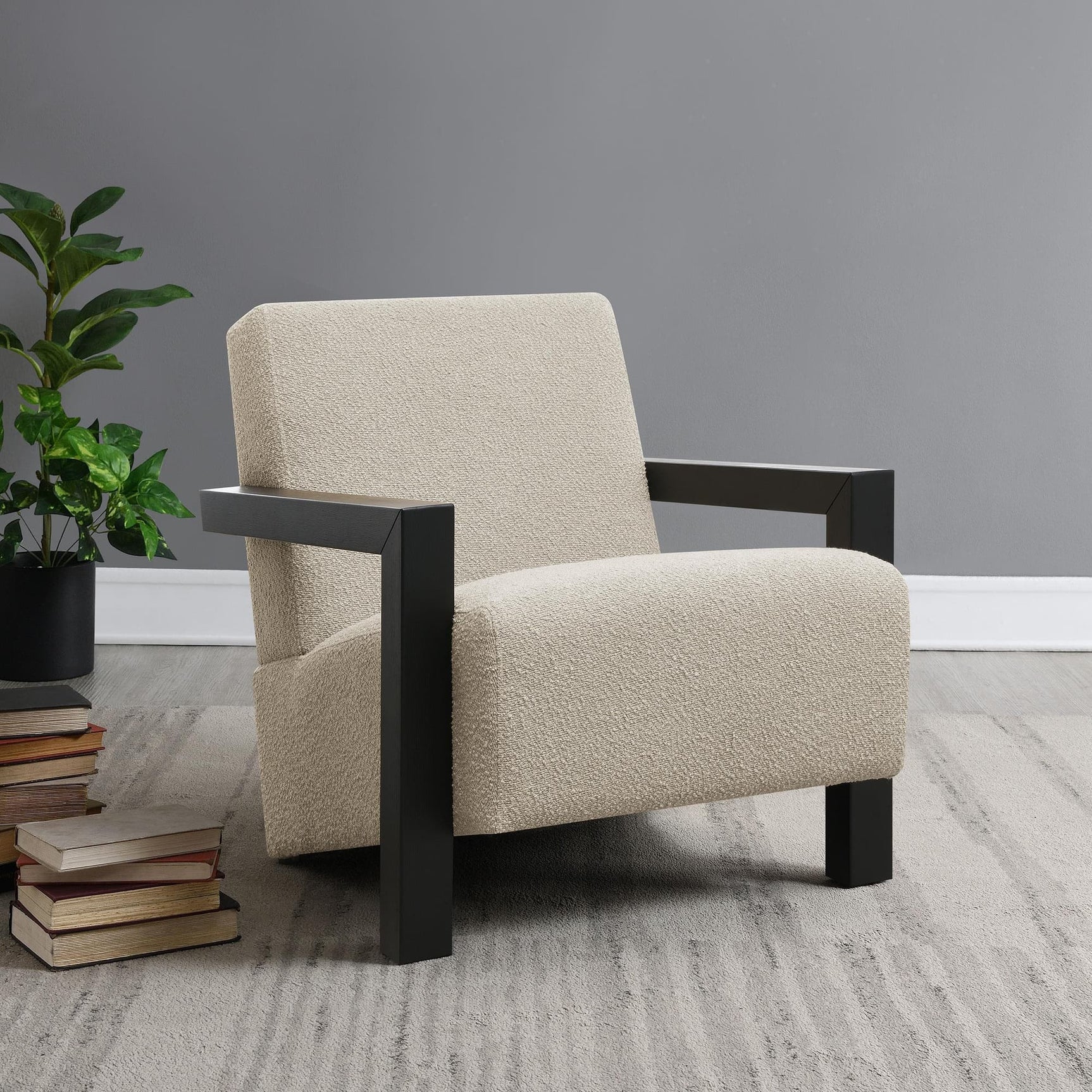 Fitzroy Boucle Upholstered Accent Arm Chair Latte 903095