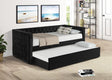 Trina Black Velvet Upholstered Trundle Tufted Twin Daybed - Ella Furniture