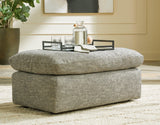 Dramatic Granite Chenille Ottoman - Ella Furniture