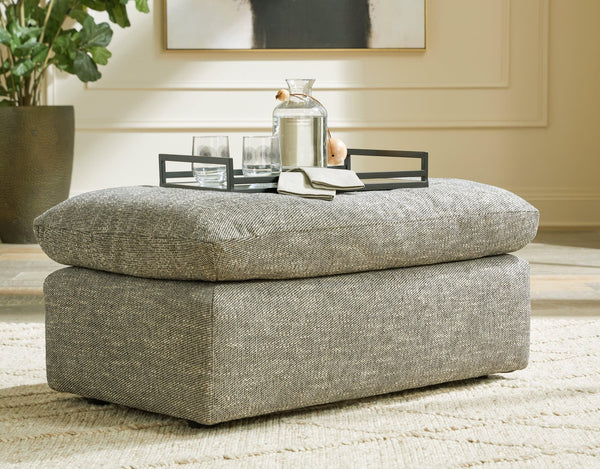 Dramatic Granite Chenille Ottoman - Ella Furniture
