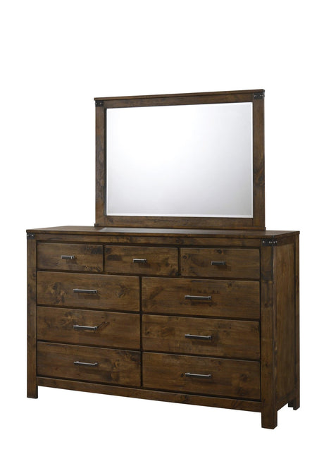 Curtis Dresser Brown, Rustic Wood, 9 Spacious Drawers - Ella Furniture