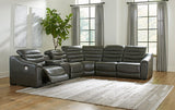 Center Line Dark Gray 6-Piece Power Reclining Sectional - Ella Furniture