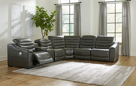 Center Line Dark Gray 6-Piece Power Reclining Sectional - Ella Furniture