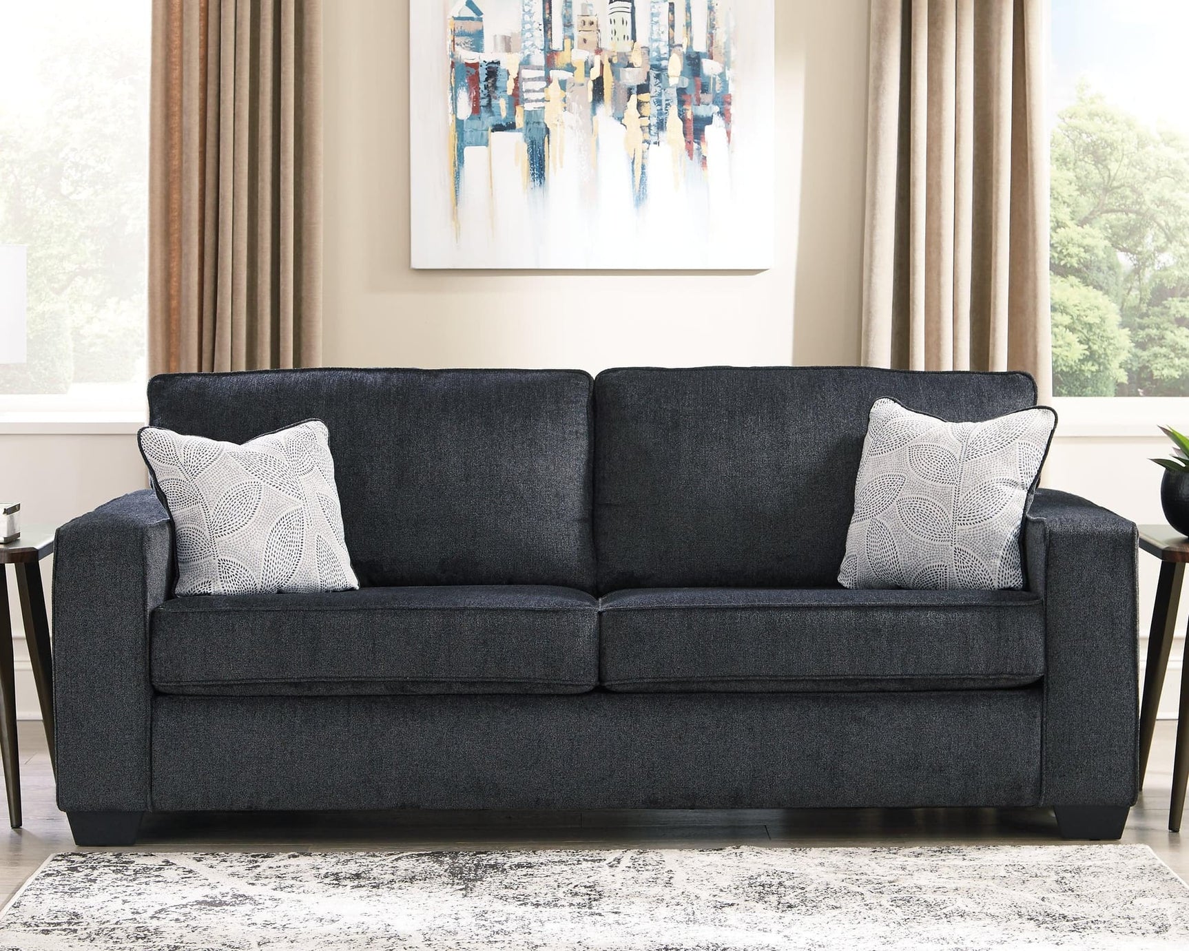 Altari Slate Chenille Sofa - Ella Furniture