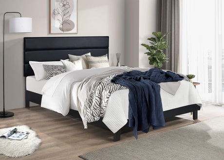 Welly Black PU Upholstered Platform Full Bed