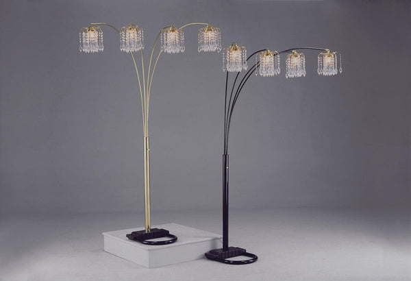 Rain Black Gold Pewter Majestic Modern Drop Arc Floor Lamp - Ella Furniture