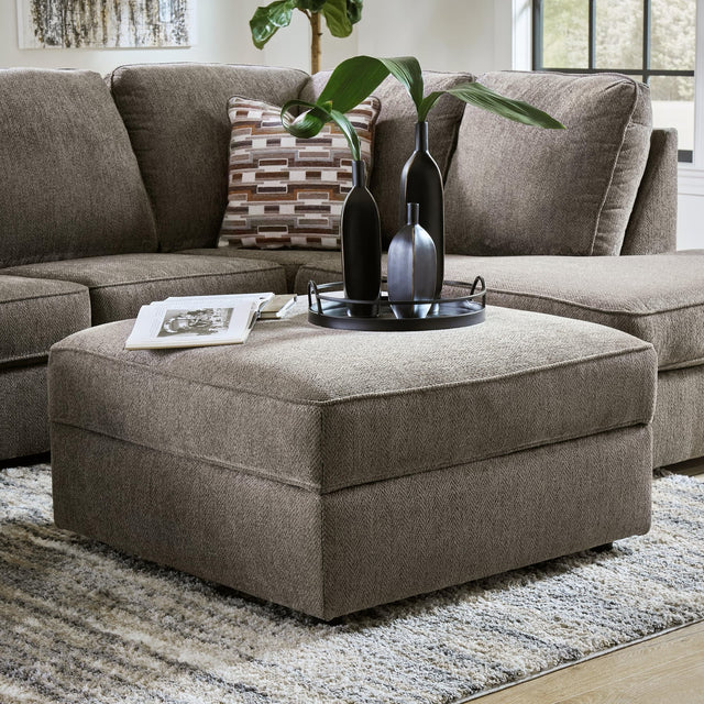 O'phannon Putty Chenille Ottoman With Storage - Ella Furniture