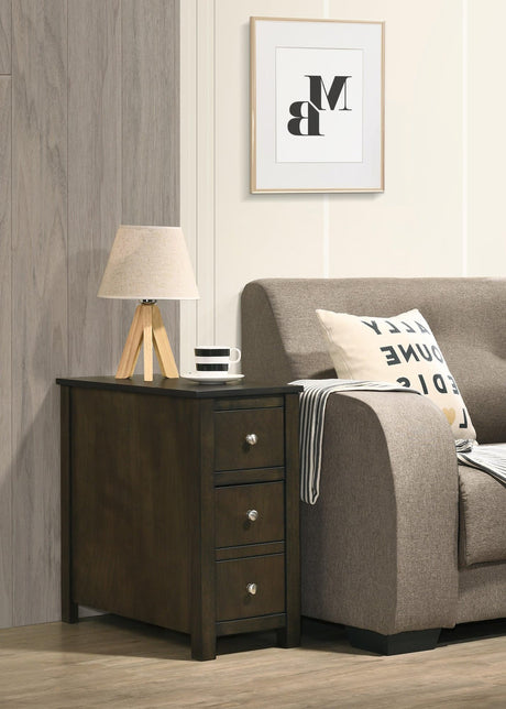 Issac Grey Walnut Chairside Table, Durable Hardwood Solids And Veneers in a Grey Walnut Finish - Ella Furniture