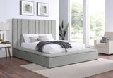 France Gray Velvet Upholstered Storage Platform King Bed
