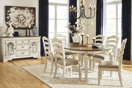 Realyn Chipped White 7-Piece Oval Dining Room Set