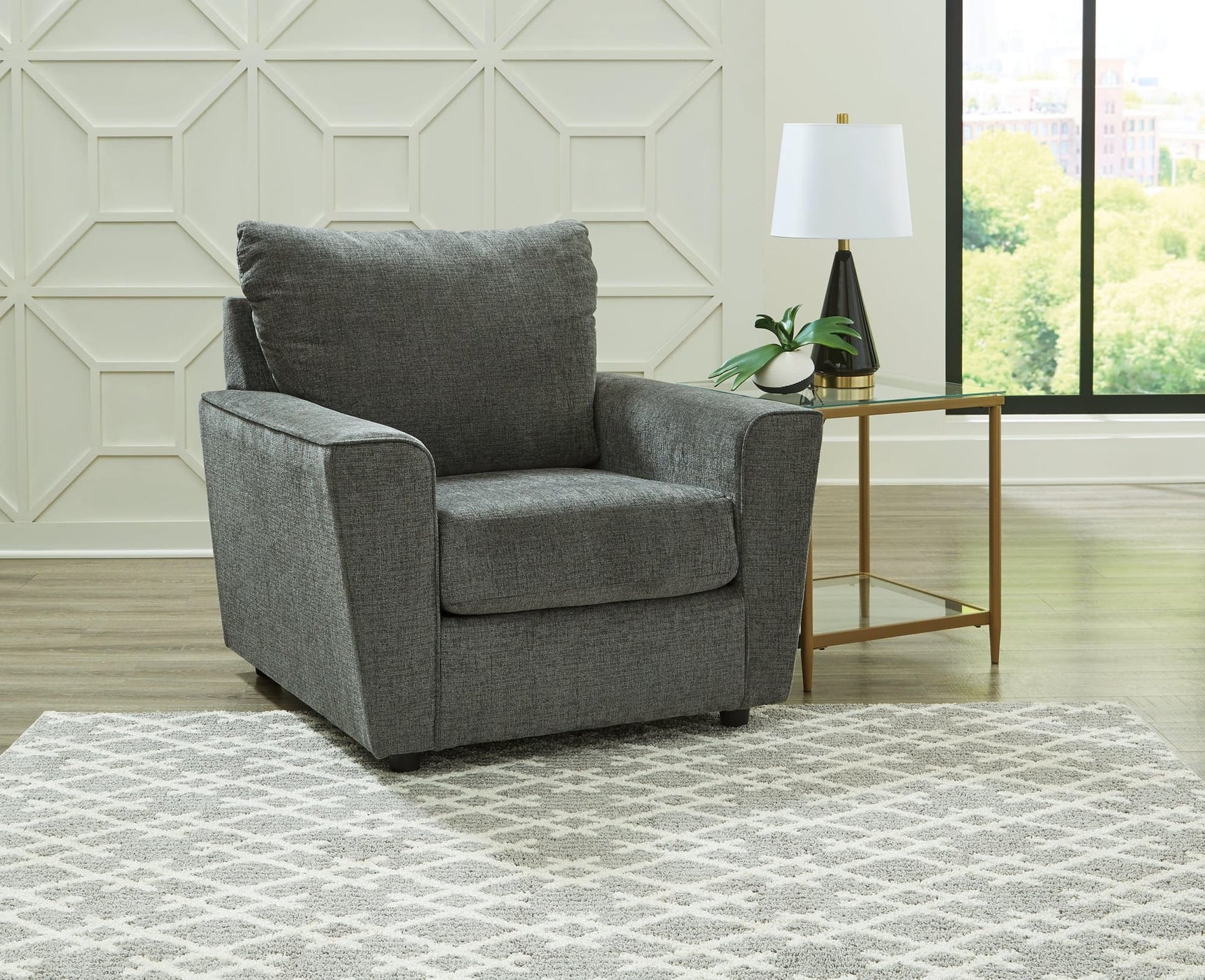 Stairatt Gravel Chenille Chair - Ella Furniture