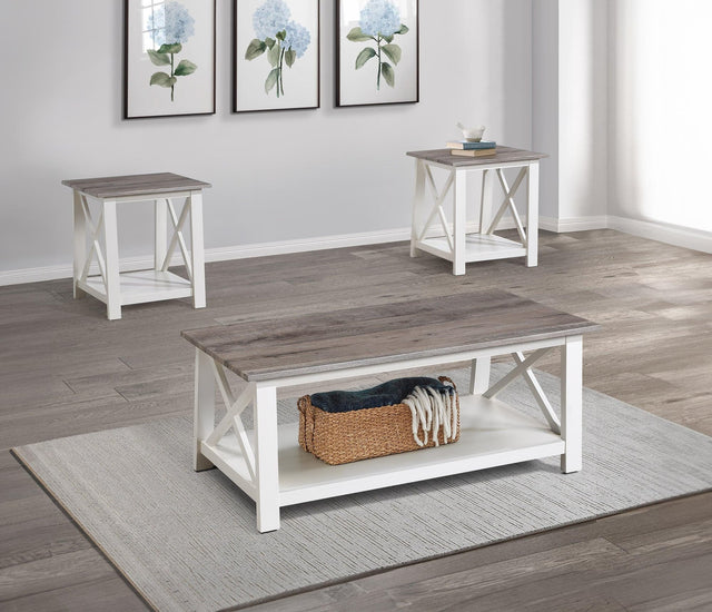 Thelma Beige Gray Coffee Table Set
