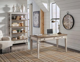 Realyn White Brown Office Desk w USB/AC POWER