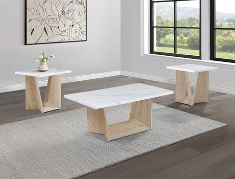 Adea White Oak Coffee Table Set
