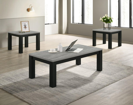 Theo Gray Black Coffee Table Set