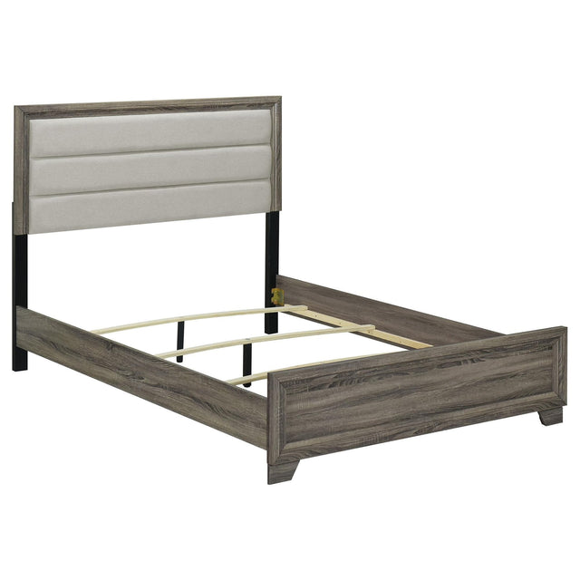Wright 50-inch Upholstered King Bed Brown Oak