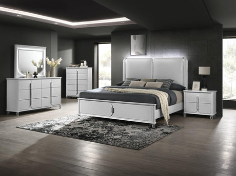 Vivian White Upholstered LED Panel Bedroom Set