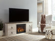 Willowton Whitewash Tv Stand With Electric Fireplace EW0267W8 - Ella Furniture