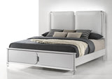 Vivian White Upholstered LED Panel King Bed
