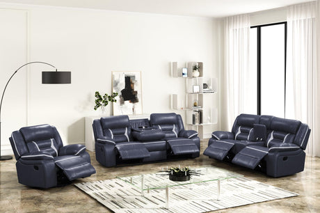 Luka Blue Oversized 3-Piece Reclining Set