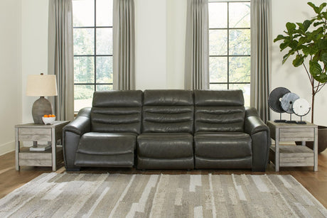 Center Line Dark Gray 3-Piece Power Reclining Sectional - Ella Furniture
