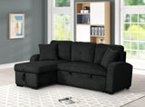 Silvia Black Reversible Sectional w Pull-Out Bed