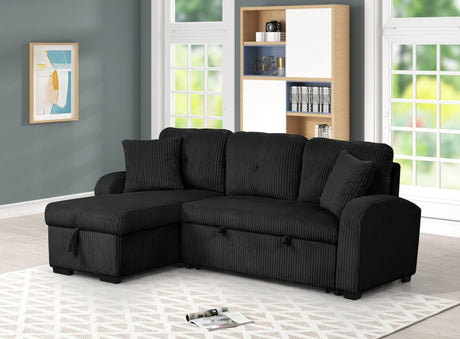 Silvia Black Reversible Sectional w Pull-Out Bed