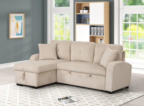 Silvia Beige Reversible Sectional w Pull-Out Bed