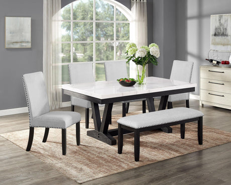 Varley Light Gray White Rectangular Dining Room Set
